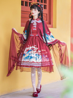 Lolita Umhang Burgunder Chiffon Lolita Accessoire Chinesischer Stil Langer Umhang