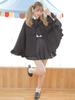 Lolita Umhang Top Polyester-Baumwolle gotisch mit Rüschen in Schwarz für Alltag mit Kapuze und langen Ärmeln und Cape