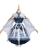 Lolitashow Chinese Style Lolita JSK Kleid Dunkelblaue ärmellose Rüschen Plissee Lolita Pullover Röcke