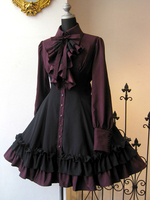 Lolitashow Gothic Lolita OP Kleid Schwarz Rot Rüschen Lolita One Piece Kleider