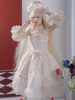 Lolitashow Sweet Lolita JSK Kleid 3-teiliges Set Weiße ärmellose Schnürbögen Lolita Pullover Röcke
