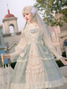 Lolitashow Sweet Lolita JSK Kleid Mintgrün Ärmellose Schleifen Schnüren Lolita Pullover Röcke