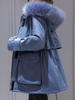 Long Sleeves Blauer Mantel für Frau Parka Casual Winter Mantel mit Taschen
