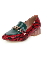 Low Heels Blockabsatz quadratischen Zehe-Schlange-Druck-Pumpen