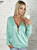 Lässig-v-neck Zipper Sweatshirt für Frau