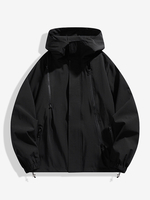 Lässige lockere Outdoorjacke für Herren mit Kapuze und Reißverschluss