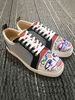 Lässige Schuhe für Mann White Cowhide Round Toe Artwork Blumen Schnürschuhe