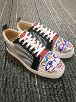 Lässige Schuhe für Mann White Cowhide Round Toe Artwork Blumen Schnürschuhe