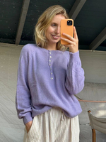 Lässiger Oversize-Henley-Pullover mit Raglanärmeln für Damen 2025