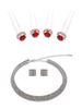 Luxuriöses Strass Brautschmuck Set in Silbern mit Haarklammer und Ohrringen und Halskette