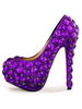 Luxus Abend Plattformen Leder Runde Kappe Strass High Heel Party Schuhe