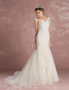 Luxus Brautkleid natürliche Taillenlinie mit eingebautem BH in Elfenbeinfarbe Mit Schleppe Mermaid- mit Herz-Ausschnitt und Schulterfrei