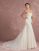 Luxus Brautkleid natürliche Taillenlinie mit eingebautem BH in Elfenbeinfarbe Mit Schleppe Mermaid- trägerlos