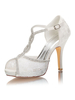 Luxus Hochzeit Schuhe Plattform Peep Toe T-Typ Pfennigabsatz 3;9 "Brautschuhe