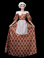 Mahagoni Retro Kostüme Set gesteppte Polyester Schürze Kleid Kopfbedeckung