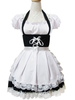 Maid Lolita Outfits Weiß Spitze Rüschen Kurzarm Bateau Neck Zwei Ton OP Einteiler Kleid mit Schürze