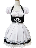 Maid Lolita Outfits Weiß Spitze Rüschen Kurzarm Bateau Neck Zwei Ton OP Einteiler Kleid mit Schürze