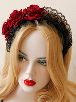 Maid Lolita Stirnband Spitze Rüschen Rosen Schwarz Lolita Kopfbedeckungen