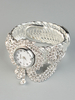 Manschette Armbanduhr Runde Zifferblatt Quarz-Armbanduhr mit Strasskette