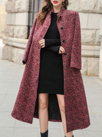 Mantel für Frau Color Block Stehkragen Buttons Casual Übergroße Red Wrap Coat
