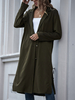 Mantel für Frau Hunter Green Hooded Long Sleeves Buttons Lässiger; geteilter Wollmantel