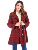 Mantel für Frau Plaid Stand Collar Casual Layered Burgund Wrap Coat