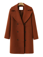 Mantel für Frau Turndown Kragen Doppelbrustknöpfe Casual Brick Red Wintermantel
