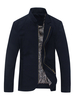 Mantel Navy Herren Stehkragen Langarm Baumwolljacke Reißverschluss Moto Jacke