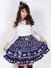 Marine-Blau-Polyester Lolita Rock Weiße Krone gedrucktes Rüschen