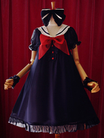Marine Lolita Kleid Bow Chiffon Kleid für Frauen