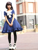 Marineblau Chiffon Lolita OP-Kleid Asibuto Penta mit kurzen Ärmeln Seemann-Art