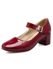 Mary Jane Schuhe klobige Ferse Frauen Square Toe Volltonfarbe Pumpen