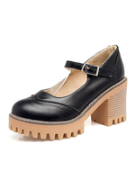 Mary Jane Vintage Schuhe Blockabsatz runde Kappe 3;1 "Damenschuhe
