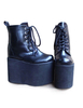 Matt schwarze Lolita hohe Plattform mit Shoeslace Design