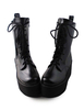 Matt schwarze Lolita Stiefel hohe Plattform