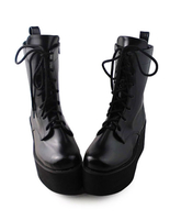 Matt schwarze Lolita Stiefel hohe Plattform