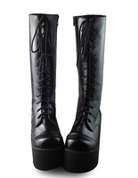 Matte Gothic Lolita schwarze Stiefel hohe Plattform