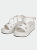 Matte weiße Lolita Sandalen Plattform Sterne Fesselriemchen