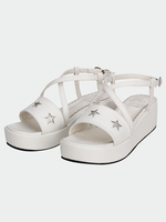 Matte weiße Lolita Sandalen Plattform Sterne Fesselriemchen