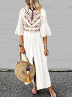 Maxi Kleid weißes übergroßes Lang Kleid halbarmes Sommer Kleid
