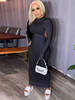 Maxi Kleider mit langen Ärmeln schwarz Rundhalsausschnitt Ausschnitt Backless Polyester lange Kleid Frauen