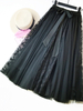 Maxi Tüllrock Frauen Lace Patch hoch taillierte Bogen elastische Taille Sommerrock