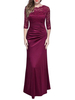 Maxikleid 1/2 Ärmel Sommerkleider lang Burgunderrot Damenmode mit Rundkragen für Frühling Polyester maxi kleid Kleider