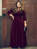 Maxikleid 3/4 Ärmel Sommerkleider lang Lila Damenmode V-Ausschnitt und Herbst und Frühling und Straßen-Style maxi kleid gemischten Baumwollen