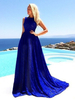 Maxikleid Blau Sommerkleider lang mit Pop-Art Muster Damenmode für Sommer Spitze Kleider maxi kleid