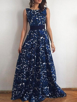 Maxikleid Blau Sommerkleider lang mit Schleife Chiffon Damenmode maxi kleid und rückenfreiem Design für Sommer Kleider