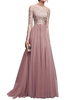 Maxikleid Blushrosa Sommerkleider lang mit Spitzen 1/2 Ärmel Damenmode maxi kleid und Rundkragen Tüll für Sommer Kleider