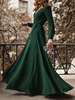 Maxikleid Dunkelgrün Sommerkleider lang Langarm V-Ausschnitt Damenmode maxi kleid Polyester und Herbst Kleider
