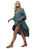 Maxikleid Hellschiefergrau Sommerkleider lang mit Print Langarm Damenmode maxi kleid U-Halsausschnitt Viskose überdimensional und Schnüren