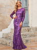 Maxikleid Jewel Neck Long Sleeves Polyester Sexy langes Kleid